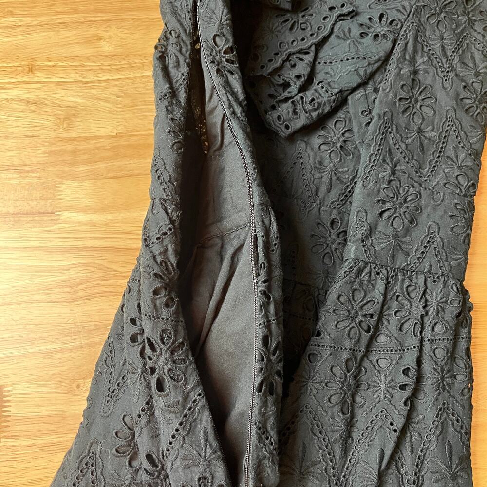 Kate Spade Black Eyelet Flounce Shirt Dress Sz.8 - Picture 13 of 16
